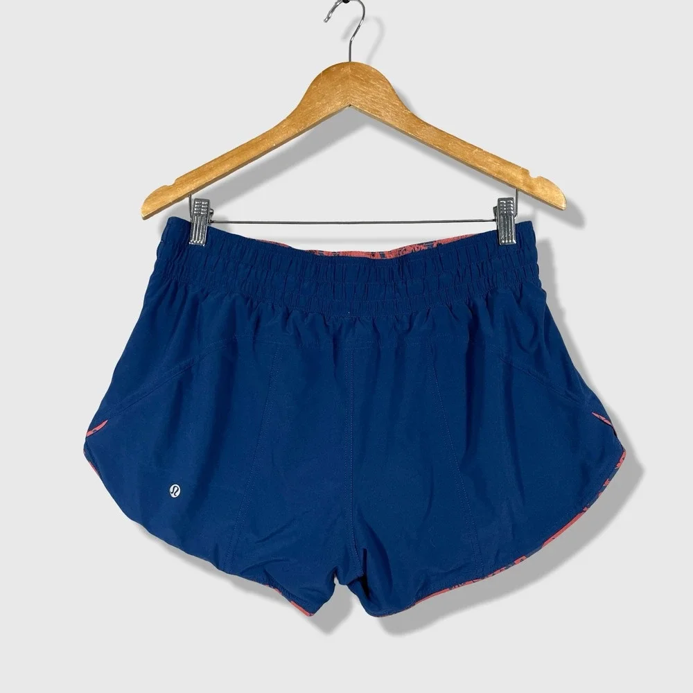 Lululemon Choose a Side Short Women 10 Blue Floral Athletic Running Activewear‎